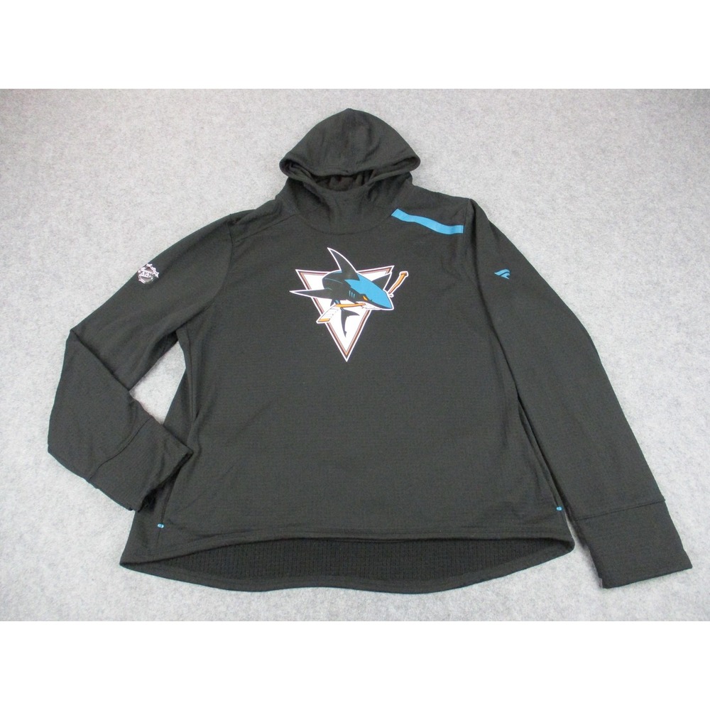 San Jose Sharks Hoodie Mens 2XL XXL Black Blue NHL Hockey Fanatics Pro Pullover